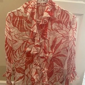 Anne Fontaine 100% silk ruffled blouse